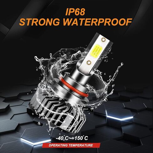 Fit for Dodge Charger 2016-2020 LED Headlight Bulbs 9005/HB3 High Beam+9005/HB3 Low Beam Combo, 300% Brightness, 6000K Cool White LED Headlamps, IP68 Waterproof, Halogen Replacements, 4PCS in Kuwait