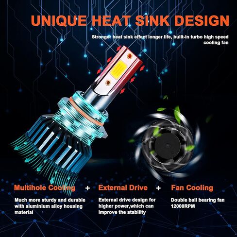 Fit for Dodge Charger 2016-2020 LED Headlight Bulbs 9005/HB3 High Beam+9005/HB3 Low Beam Combo, 300% Brightness, 6000K Cool White LED Headlamps, IP68 Waterproof, Halogen Replacements, 4PCS in Kuwait