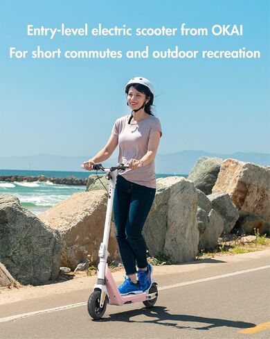 OKAI Zippy Electric Scooter - 15.5 Miles Range & 15 MPH, 500W Peak Motor, 8" Flat-Free Tires, Foldable Electric Scooter for Teens and Kids, UL Certified in Saudi Arabia