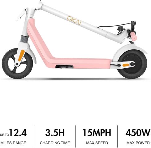 OKAI Zippy Electric Scooter - 15.5 Miles Range & 15 MPH, 500W Peak Motor, 8" Flat-Free Tires, Foldable Electric Scooter for Teens and Kids, UL Certified in Saudi Arabia