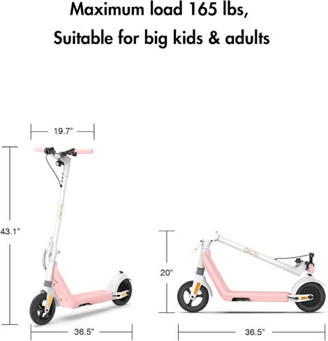 OKAI Zippy Electric Scooter - 15.5 Miles Range & 15 MPH, 500W Peak Motor, 8" Flat-Free Tires, Foldable Electric Scooter for Teens and Kids, UL Certified in Saudi Arabia