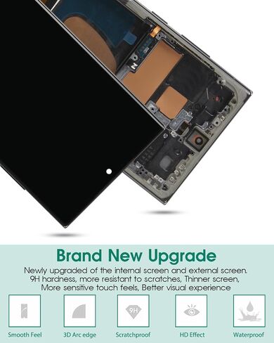 استبدال محول رقمي OLED لهاتف Samsung S23 Ultra LCD لهاتف Samsung S23 Ultra 5g استبدال شاشة العرض لمجموعة إصلاح شاشات اللمس Samsung SM-S918 مع إطار (مع وظيفة بصمة الإصبع) (أسود) in Kuwait