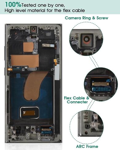 استبدال محول رقمي OLED لهاتف Samsung S23 Ultra LCD لهاتف Samsung S23 Ultra 5g استبدال شاشة العرض لمجموعة إصلاح شاشات اللمس Samsung SM-S918 مع إطار (مع وظيفة بصمة الإصبع) (أسود) in Kuwait
