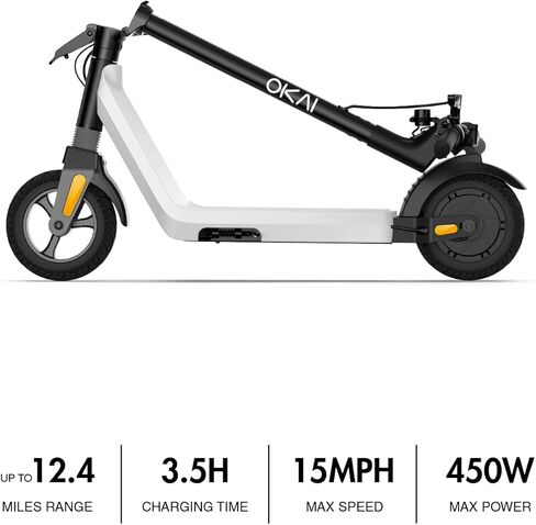 OKAI Zippy Electric Scooter - 15.5 Miles Range & 15 MPH, 500W Peak Motor, 8" Flat-Free Tires, Foldable Electric Scooter for Teens and Kids, UL Certified in Saudi Arabia