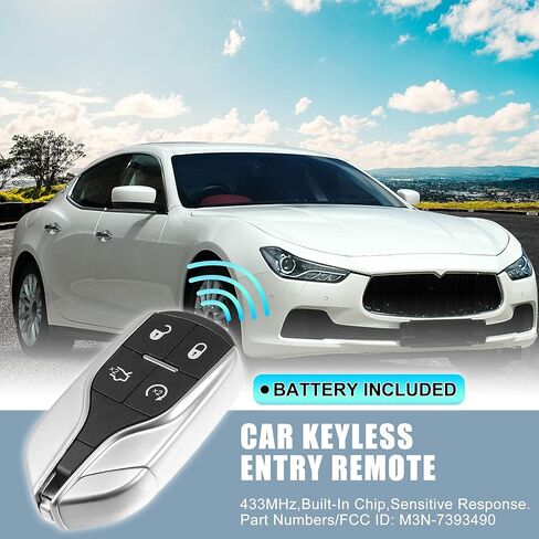 X AUTOHAUX 2 قطعة 433 ميجا هرتز M3N-7393490 استبدال القرب الذكي إدراج مفتاح التحكم عن بعد بدون مفتاح فوب لجيبلي 2014-2018 لكواتروبورتي 2012-2018 ليفانتي 2017-2020 4 أزرار 46 شريحة in Kuwait