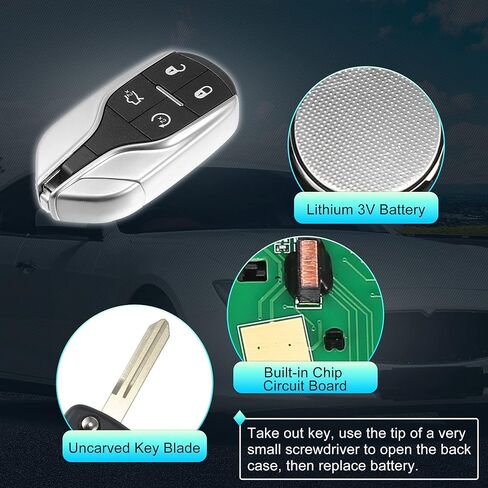 X AUTOHAUX 2 قطعة 433 ميجا هرتز M3N-7393490 استبدال القرب الذكي إدراج مفتاح التحكم عن بعد بدون مفتاح فوب لجيبلي 2014-2018 لكواتروبورتي 2012-2018 ليفانتي 2017-2020 4 أزرار 46 شريحة in Kuwait