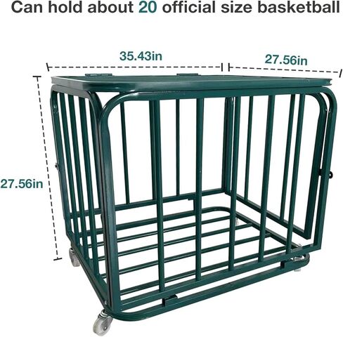 عربة كرة دوارة من الفولاذ قابلة للطي مع غطاء، صندوق تخزين كبير لكرات السلة للصالة الرياضية والمدرسة والنوادي ومنظم المعدات بعجلات، للاستخدام الداخلي والخارجي والأطفال البالغين in Kuwait