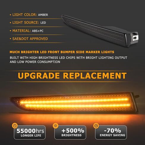 Gempro LED المصد الأمامي مصابيح العلامات الجانبية لسيارة Ford Fusion 2010-2012 مصابيح إشارة وقوف السيارات لون مدخن، قطعتان in Saudi Arabia