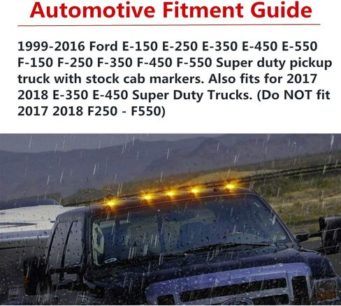 5 X Cab Marker Light, Smoke Lens Amber 16 LED Roof Running Lightsw/Wiring Pack,Accessories Light Sets Compatible with 1999-2016 Ford F150 F250 F350 F450 F550 F65 E150 E250 E350 Super Duty Pickup Truck in Saudi Arabia