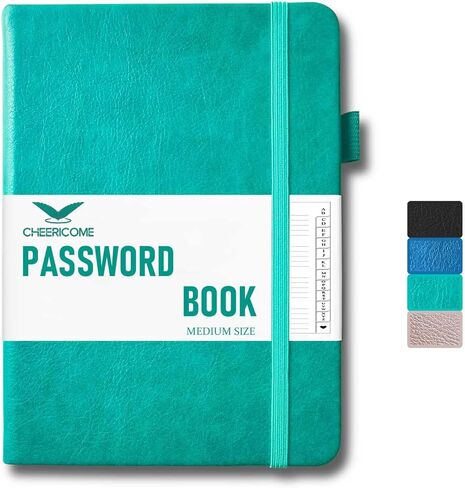 كتاب كلمة المرور مع علامات تبويب أبجدية - حافظة كلمات مرور بغلاف صلب لعنوان الإنترنت وتسجيل الدخول إلى الكمبيوتر، دفتر يوميات منظم كلمات المرور متوسط ​​الحجم للمنزل أو المكتب - 5.1 × 7 باللون الأخضر in Kuwait