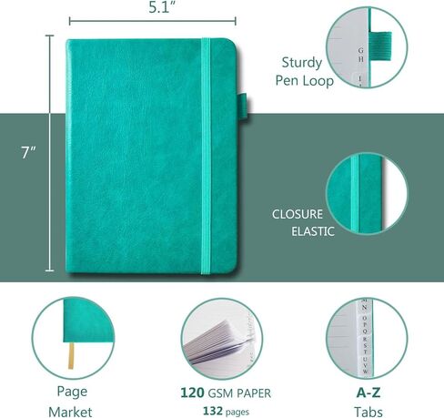 كتاب كلمة المرور مع علامات تبويب أبجدية - حافظة كلمات مرور بغلاف صلب لعنوان الإنترنت وتسجيل الدخول إلى الكمبيوتر، دفتر يوميات منظم كلمات المرور متوسط ​​الحجم للمنزل أو المكتب - 5.1 × 7 باللون الأخضر in Kuwait