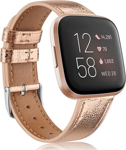 Leather Band Compatible with Fitbit Versa 2 Bands/Versa SE/Versa Lite Bands/Fitbit Versa Bands for Women Men, Classic Genuine Leather Wristband Straps in Saudi Arabia