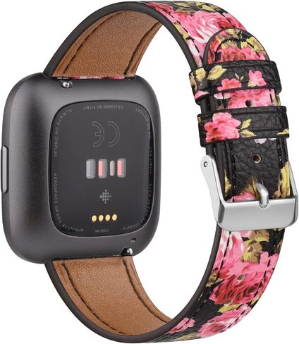 سوار جلدي متوافق مع أساور Fitbit Versa 2/Versa SE/Versa Lite Bands/Fitbit Versa Bands للنساء والرجال، أحزمة معصم كلاسيكية من الجلد الأصلي in Kuwait