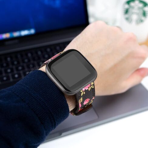سوار جلدي متوافق مع أساور Fitbit Versa 2/Versa SE/Versa Lite Bands/Fitbit Versa Bands للنساء والرجال، أحزمة معصم كلاسيكية من الجلد الأصلي in Kuwait