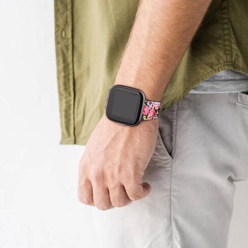 سوار جلدي متوافق مع أساور Fitbit Versa 2/Versa SE/Versa Lite Bands/Fitbit Versa Bands للنساء والرجال، أحزمة معصم كلاسيكية من الجلد الأصلي in Kuwait