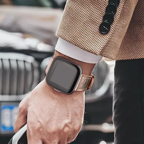 Leather Band Compatible with Fitbit Versa 2 Bands/Versa SE/Versa Lite Bands/Fitbit Versa Bands for Women Men, Classic Genuine Leather Wristband Straps in Saudi Arabia