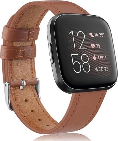 Leather Band Compatible with Fitbit Versa 2 Bands/Versa SE/Versa Lite Bands/Fitbit Versa Bands for Women Men, Classic Genuine Leather Wristband Straps in Saudi Arabia