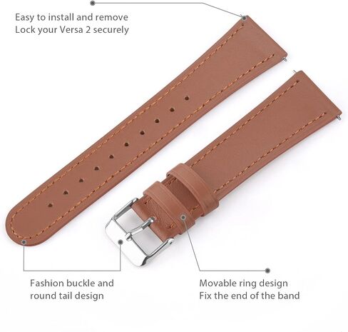 Leather Band Compatible with Fitbit Versa 2 Bands/Versa SE/Versa Lite Bands/Fitbit Versa Bands for Women Men, Classic Genuine Leather Wristband Straps in Saudi Arabia