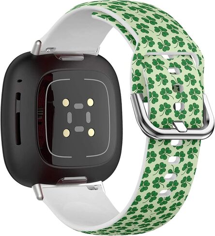 Compatible with Fitbit Versa 3, Versa 4, Sense, Sense 2 ( St Patricks Day Green Pattern ) Silicone Sport Band for Women Men, Replacement Bracelet Strap for Fitbit Versa 3 & 4, Fitbit Sense , Sense 2 in Saudi Arabia