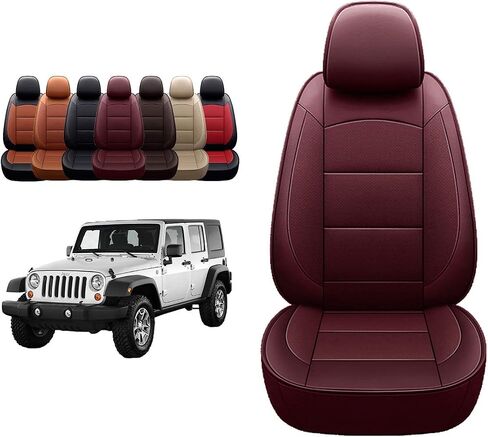أغطية مقاعد جلدية مخصصة من OASIS AUTO 2007-2017 Wrangler JK (2007-2010 Wrangler 4-Door، أسود) in Saudi Arabia