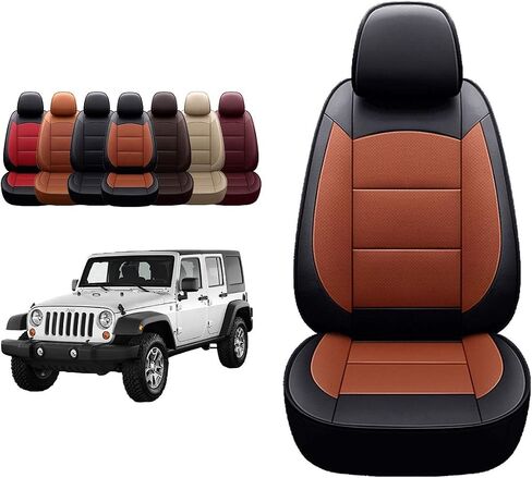 أغطية مقاعد جلدية مخصصة من OASIS AUTO 2007-2017 Wrangler JK (2007-2010 Wrangler 4-Door، أسود) in Saudi Arabia