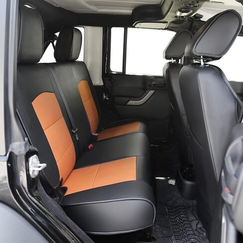 أغطية مقاعد جلدية مخصصة من OASIS AUTO 2007-2017 Wrangler JK (2007-2010 Wrangler 4-Door، أسود) in Saudi Arabia