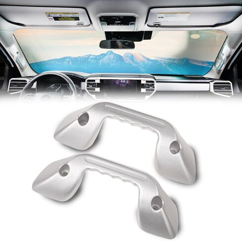 مقبض سحب السقف مقبض مخصص لتويوتا تندرا 2022 2023 2024 الملحقات الداخلية قبضة بيئة العمل من سبائك الألومنيوم الفضية، 2 حزمة (يسار ويمين) in Kuwait