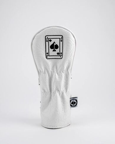 Pins & Aces Royal Flush Head Cover - Premium, Hand-Made Leather Headcover - Ace of Spades & Magnetic Closure, Tour Quality Golf Club Cover - Style and Customize Your Golf Bag (Hybrid) in Saudi Arabia