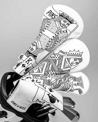 Pins & Aces Royal Flush Head Cover - Premium, Hand-Made Leather Headcover - Ace of Spades & Magnetic Closure, Tour Quality Golf Club Cover - Style and Customize Your Golf Bag (Hybrid) in Saudi Arabia