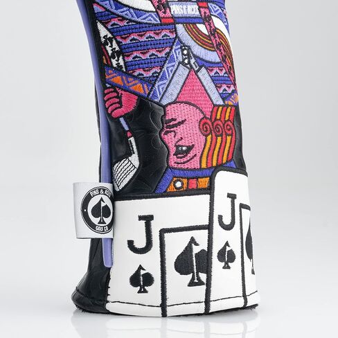 غطاء رأس Pins & Aces Royal Flush - غطاء رأس جلدي فاخر مصنوع يدويًا - Ace of Spades وإغلاق مغناطيسي، غطاء نادي الجولف عالي الجودة - قم بتصميم وتخصيص حقيبة الجولف الخاصة بك (هجينة) in Saudi Arabia