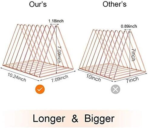 حامل المجلات، 2 حزمة منظم حامل ملفات سطح المكتب 9 فتحات، مجلد فارز ملفات ذهبي وردي، رف تخزين سجل الفينيل المثلث لوسادة رسائل مغلف الصحف، حامل رف الكتب ديكور للمكتب المنزلي in Kuwait