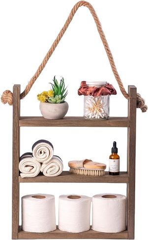 ديكور رف حمام المزرعة، منظم الحمام، ديكور الحمام، رف المناشف، رف الحائط، الرف العائم، فوق رف سلم المرحاض in Kuwait