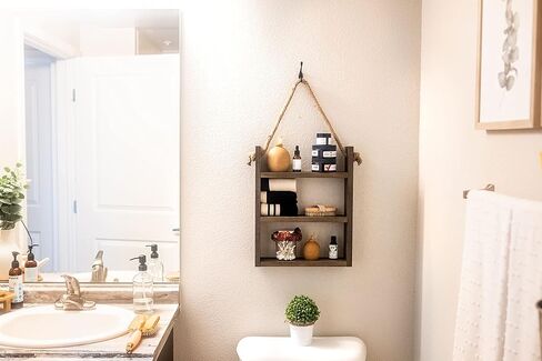 ديكور رف حمام المزرعة، منظم الحمام، ديكور الحمام، رف المناشف، رف الحائط، الرف العائم، فوق رف سلم المرحاض in Kuwait