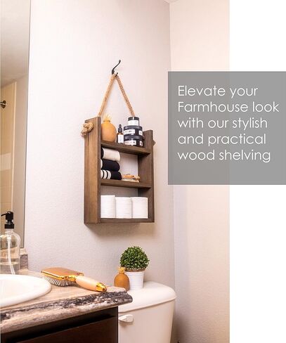 ديكور رف حمام المزرعة، منظم الحمام، ديكور الحمام، رف المناشف، رف الحائط، الرف العائم، فوق رف سلم المرحاض in Kuwait