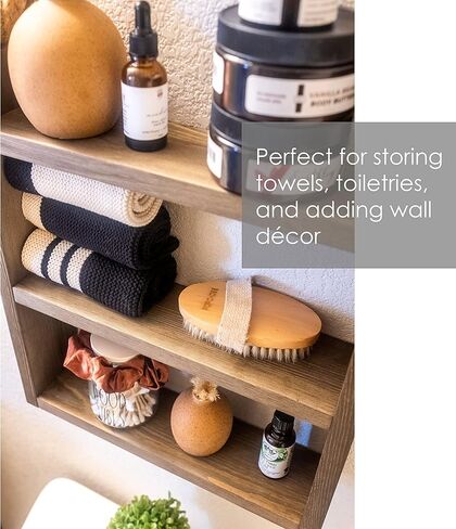 ديكور رف حمام المزرعة، منظم الحمام، ديكور الحمام، رف المناشف، رف الحائط، الرف العائم، فوق رف سلم المرحاض in Kuwait