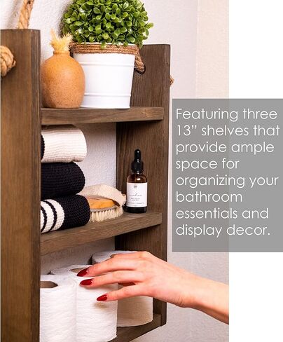 ديكور رف حمام المزرعة، منظم الحمام، ديكور الحمام، رف المناشف، رف الحائط، الرف العائم، فوق رف سلم المرحاض in Kuwait