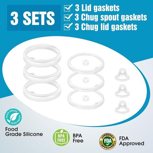 Mbotnee Lid Gasket Replacement for Thermoflask & Takeya Water Bottle, Silicone Gaskets Each for 18/24/32/40/64oz Water Bottle Straw Lid, Chug Lid, Chug Spout & Vent in Kuwait