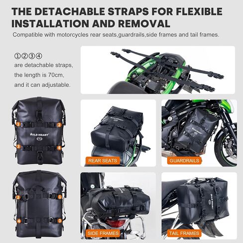 WILD HEART Waterproof Motorcycle Dry Bag Crash Bar Bags Motorcycle Bag used as Motorcycle Luggage Sissy Bar Back Seat Saddle Rack Rear Fender Pouch Dirt Bike Gear Side Tool Bag Pack for moto ATV in Saudi Arabia