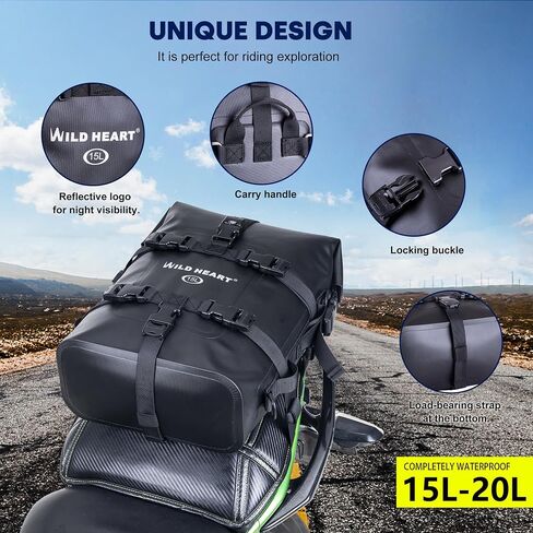 WILD HEART Waterproof Motorcycle Dry Bag Crash Bar Bags Motorcycle Bag used as Motorcycle Luggage Sissy Bar Back Seat Saddle Rack Rear Fender Pouch Dirt Bike Gear Side Tool Bag Pack for moto ATV in Saudi Arabia