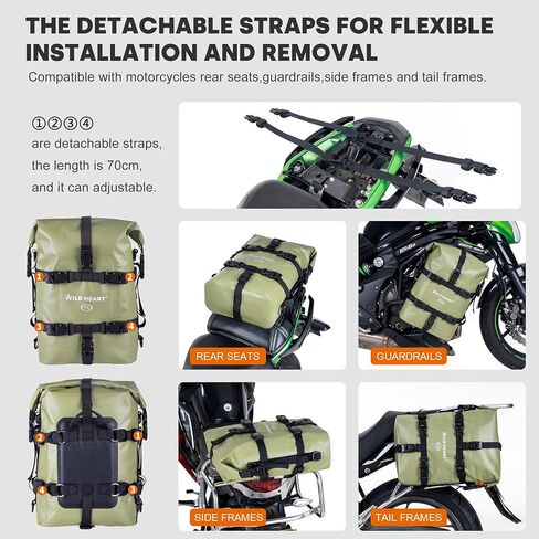 WILD HEART Waterproof Motorcycle Dry Bag Crash Bar Bags Motorcycle Bag used as Motorcycle Luggage Sissy Bar Back Seat Saddle Rack Rear Fender Pouch Dirt Bike Gear Side Tool Bag Pack for moto ATV in Saudi Arabia
