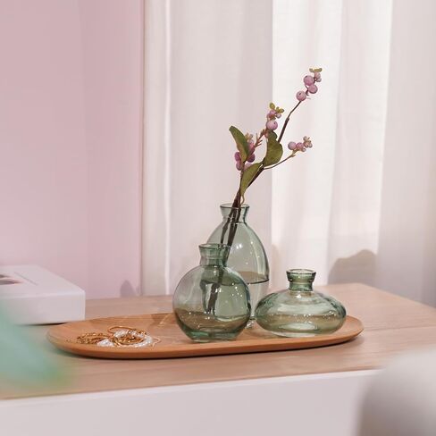 مزهرية زجاجية مزهريات صغيرة للزهور - مزهريات زجاجية مجموعة من 3 مزهريات قصيرة بسيطة مزهريات زهور صغيرة مزخرفة حديثة قطع مركزية لديكور رف غرفة الطعام Cynkeyee in Kuwait