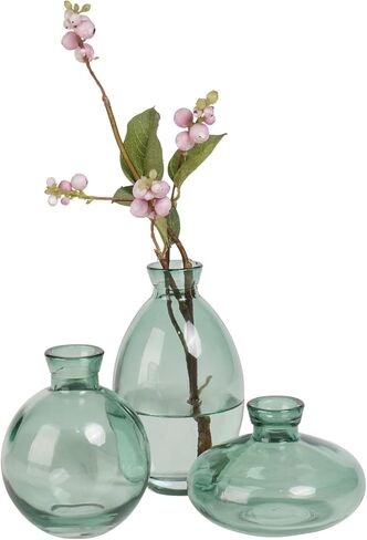 مزهرية زجاجية مزهريات صغيرة للزهور - مزهريات زجاجية مجموعة من 3 مزهريات قصيرة بسيطة مزهريات زهور صغيرة مزخرفة حديثة قطع مركزية لديكور رف غرفة الطعام Cynkeyee in Kuwait