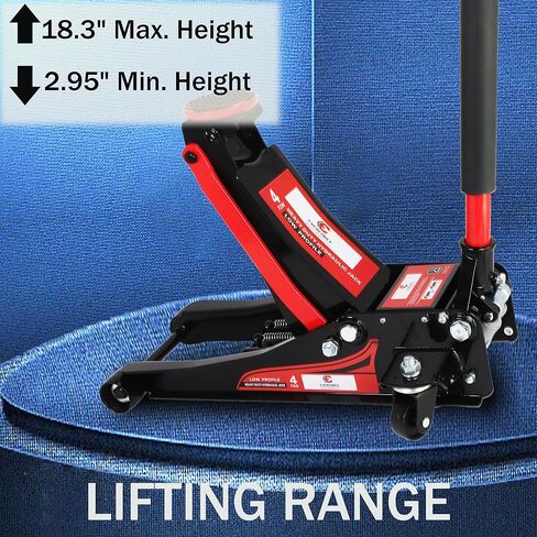 Floor Jack, Low Profile 4 Tons Jack, Heavy Duty Dual Pump Hydraulic Car Lift with 360 Degree Swivel casters in Kuwait