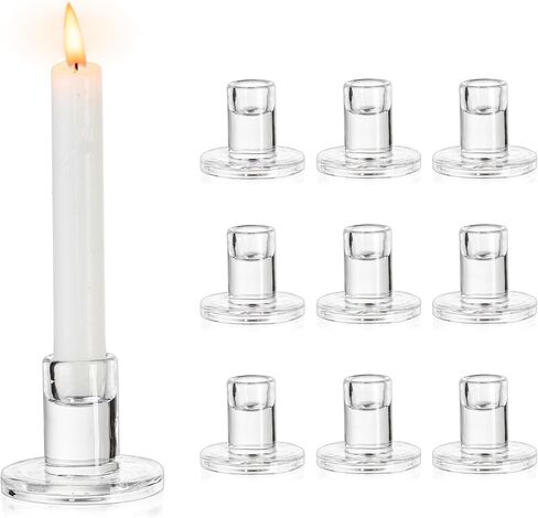 NUPTIO Candle Stick Candle Holder: 20 Pcs Short Taper Candlestick Holders Bulk Small Modern Glass Tapered Candleholders for Wedding Christmas Holiday Centerpiece in Saudi Arabia