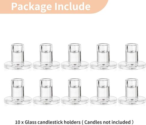 NUPTIO Candle Stick Candle Holder: 20 Pcs Short Taper Candlestick Holders Bulk Small Modern Glass Tapered Candleholders for Wedding Christmas Holiday Centerpiece in Saudi Arabia