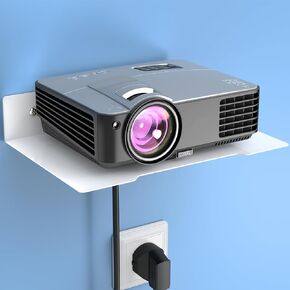 Small Projector Shelf,Projector Wall Mount Floating Rack Holder with Cable Ties White