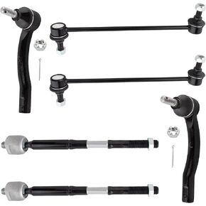BOXI (Set of 6) Front Inner Outer Tie Rod Ends + Sway Bar Links fit for Toyota Corolla 2003 2004 2005 2006 2007 2008 / Replaces K80230 ES80432 ES80431 EV470 K90433