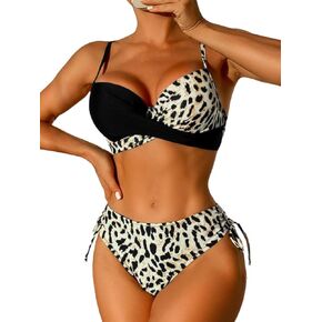 Cheetah Print Bikini Sets, Push Up Swimsuits, B Cups and Above
