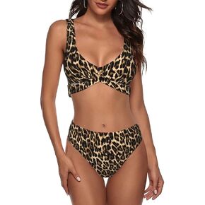 Bikini Set for Women Two Piece Swimsuit Print Sexy High Waisted Swimwear V Neck Cheeky Bathing Suit