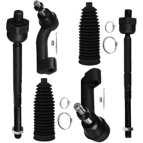 6-PC SET Suspension Kit fit 2009-2017 for Ford for F-150 2007-2016 for Ford Expedition for Lincoln Navigator Front Outer Inner Tie Rod End Steering Rack Boot